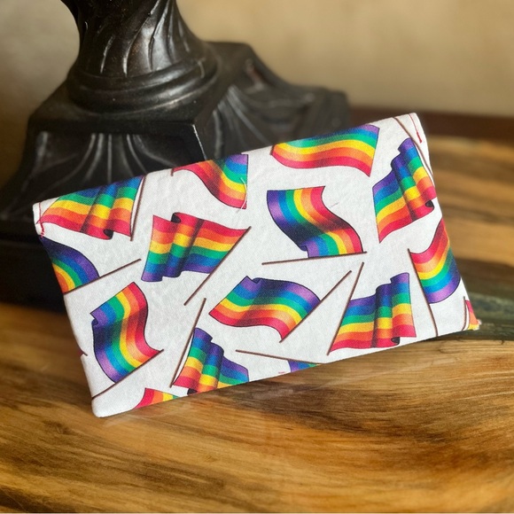 Cash Envelope/Receipt holder Fabric Handmade Wallet Rainbow PRIDE Flag Stripes - Picture 4 of 4